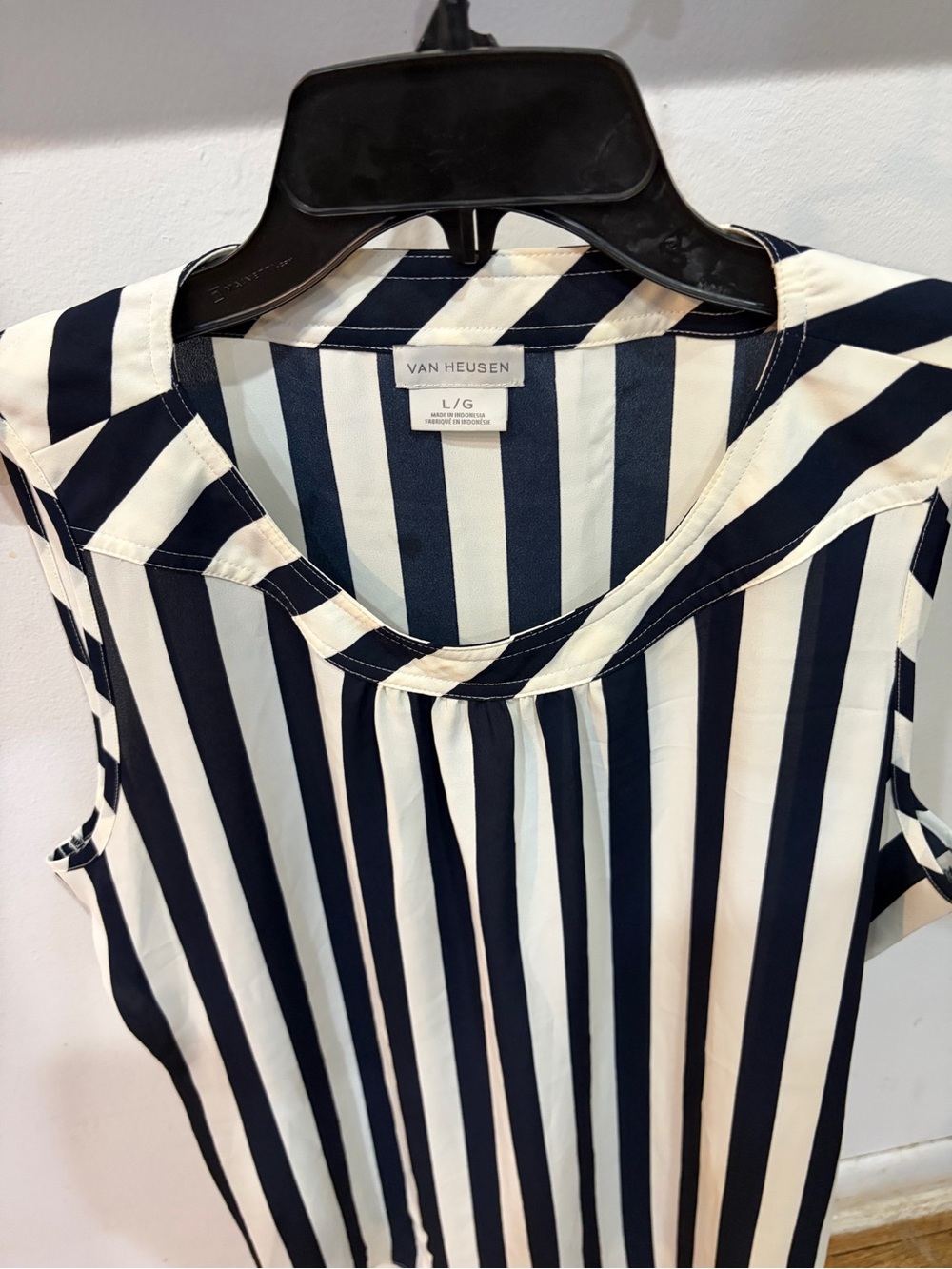 Van Heusen Navy and White Vertical Stripe A-Line Skirt